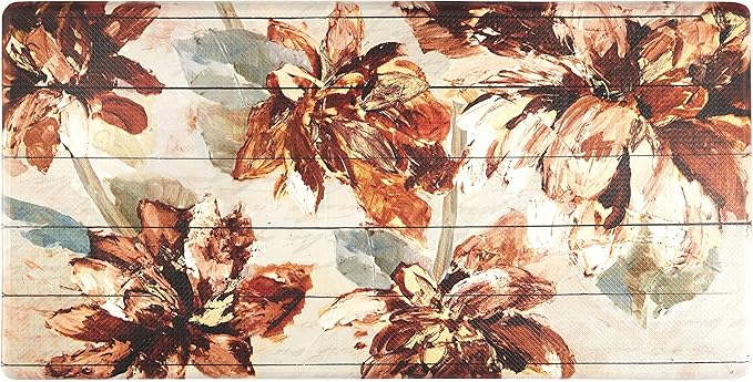 J&V TEXTILES Anti Fatigue Kitchen Mat for Floor, Embossed Themed Cushioned Kitchen Runner Rug Mat, Non Slip, Easy Wipe Clean, 1/2 Inch Thick (20x39 inches, Floral)