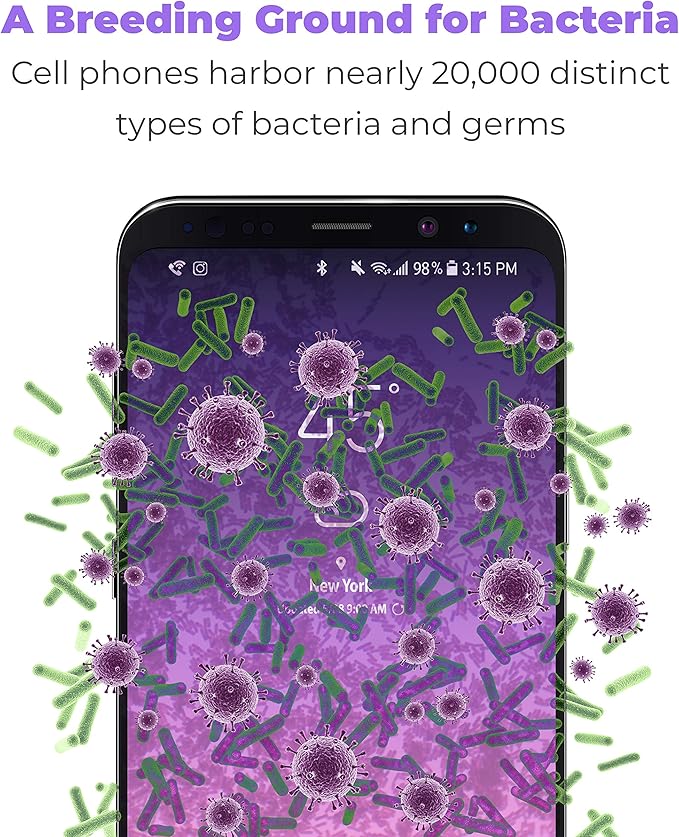 Homedics UV Clean Phone Sanitizer, Portable Fast Germ Sterilizer & UVC Light Disinfectant for Cell Phone, Makeup Tools, Credit Cards, Keys, Glasses, Kills up to 99.9% of Bacteria & Viruses, Red