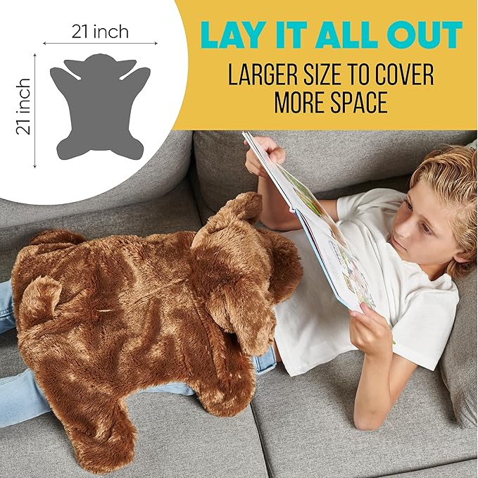 FRIENDLY CUDDLE Weighted Lap Blanket for Kids & Adults – Kids Weighted Blanket – ASD, Sensory Processing Weighted Stuffed Animals Dog Toy – Microwavable Weighted Lap Pad for Kids, 5 Lbs