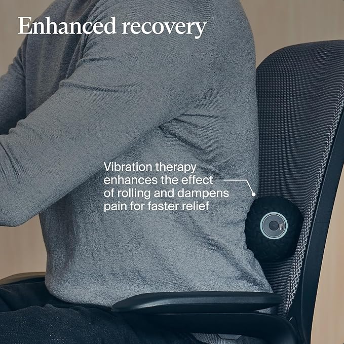 Therabody WaveSolo - Handheld Bluetooth Enabled Massage Device, Ultra Portable Vibration Therapy Ball w/QuietRoll Technology & 3 Customizable Vibration Frequencies