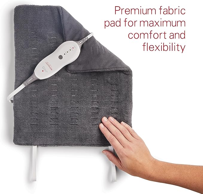 Sunbeam Premium Sunbeam Heating Pad with Compact Storage,Standard Size,Gray,(Pack of 6)
