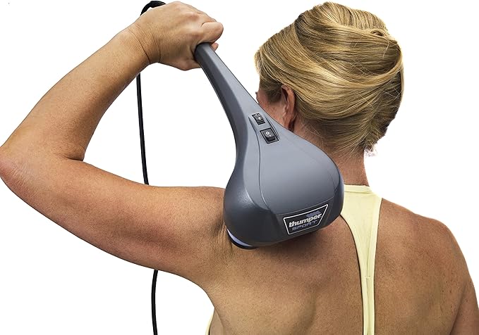 Thumper Sport Percussive Massager - Deep Tissue Home use Massage for Muscles, Back, Shoulders, Neck, Legs, arms. Portable Therapy Action Electric Handheld Massager with Long Handle