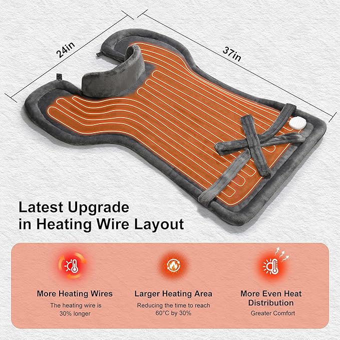 Heating Pad for Neck Shoulder and Back, Valentines Day Gifts for Her Him, Birthday Gift for Women Men Mom, Deeper Pain Relief,Large Weighted Heat Pad, ETL Certified, Gray