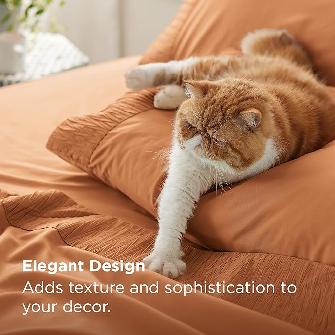 Bedsure King Size Sheets Set - 4 Pieces Soft King Sheets - Breathable & Cooling - Hotel Luxury - Easy Care Polyester Microfiber Bedding for Women, Men, Dusty Orange