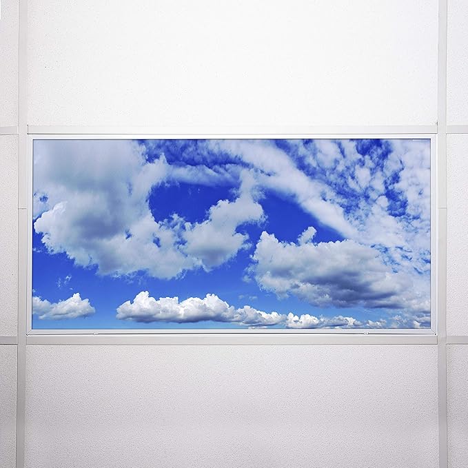 OCTO LIGHTS Fluorescent Light Covers Cloud Sky Panel for Ceiling Lights, Light Covers for Ceiling Lights Classroom 2x4 (22.38"x46.5") Backlit Film Insert for Fluorescent Light Fixtures (Pack of 1)