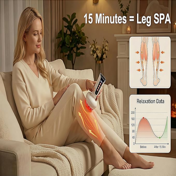 4-in-1 Lymphatic Drainage Massager & Body Sculpting Machine Handheld Device for Cellulite Reduction, Fat Burning, Pain Relief on Legs, Arms, Belly, Butt & Stomach