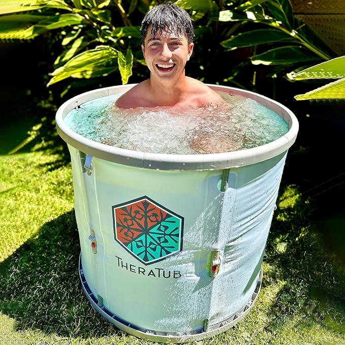 TheraTub Cold Plunge Tub - XL Foldable Ice Bath Tub, 32x32x28in, 390lb Capacity, Easy Install & Drain, Modern Design, Portable & Durable Cold Plunge, Perfect for Athletes, Easy to Clean & Store
