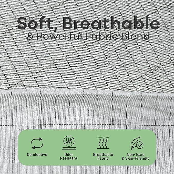 Earthing Grounded Fitted Sheet Queen Size with 10% Silverfiber & 90% Cotton - Gray - Luxury Material Grounding Bed Sheets - Improved Sleep Quality (Queen)