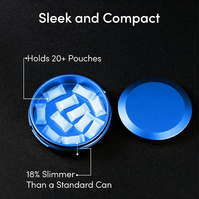Aluminum Zyn Can – Slim Metal Zyn Container for Pouches & Snus | Core Series | Glacier Blue