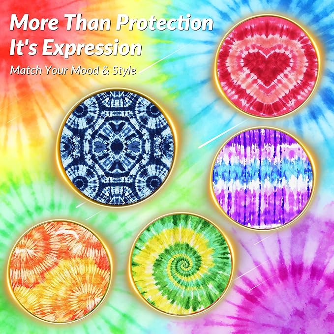 Libre 3 & Plus Sensor Covers Waterproof, Amolyfe 10 Pack Freestyle Libre 3 Sensor Covers, Bump-Proof with Hard Cap for Free Style Glucose Sensor, Easy-Peel Tab 14-Day Protection (Tiedye)