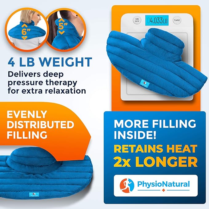 Weighted Neck and Shoulder Wrap - Instant Relief for Tension and Stress, Migraines, Headaches, Aches, Spasms - Deep, Penetrating Muscle Relaxation with Herbal Aromatherapy