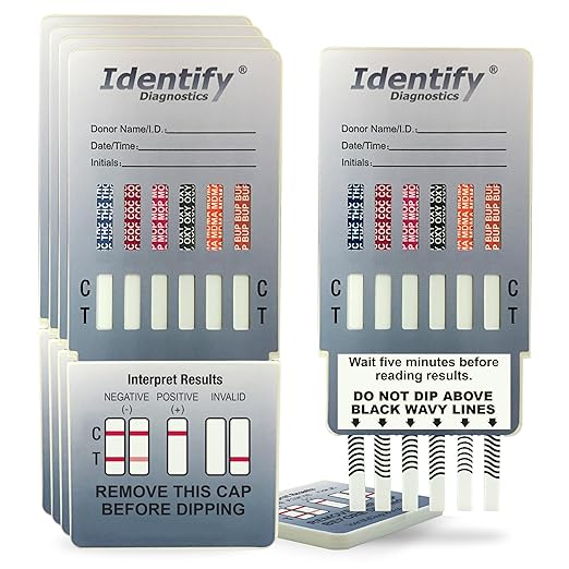 Identify Diagnostics Drug Test Cards | 15 Pack | 12 Panel CLIA Waived Instant Urine Marijuana Drug Test Dip Kit for AMP,BAR,BUP,BZO,COC,MDMA,MET,MOP|OPI,MTD,OXY,PCP,THC