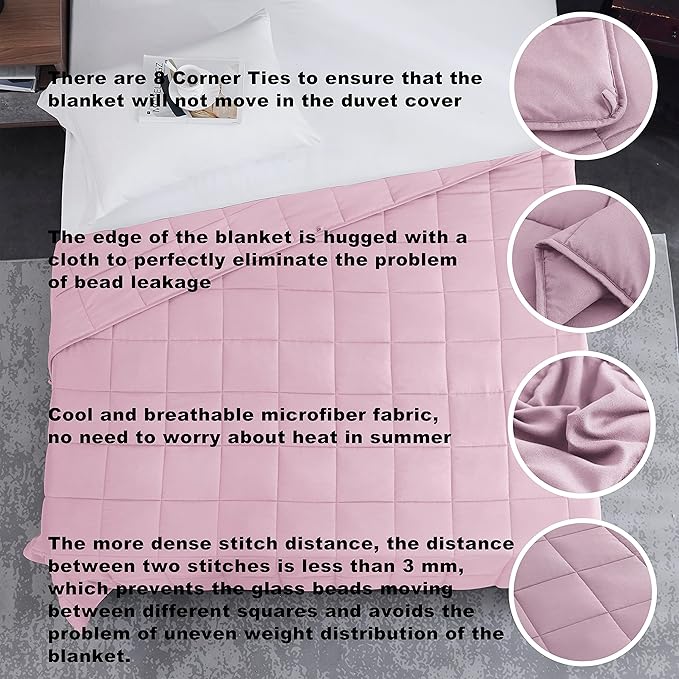 L'AGRATY Weighted Blanket - 60"x80" 20lbs Cooling Breathable Heavy Blanket Microfiber Material with Glass Beads for Adult All-Season Summer Fall Winter Soft Thick Comfort