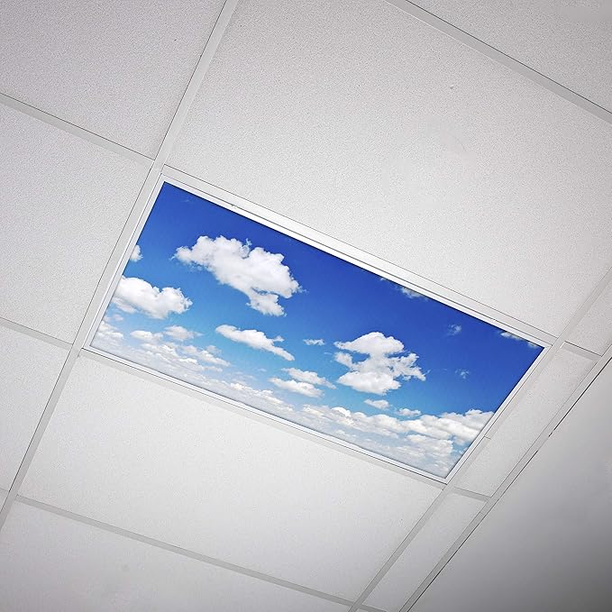 OCTO LIGHTS Fluorescent Light Covers Cloud Sky Panel for Ceiling Lights, Light Covers for Ceiling Lights Classroom 2x4 (22.38"x46.5") Backlit Film Insert for Fluorescent Light Fixtures (Pack of 1)