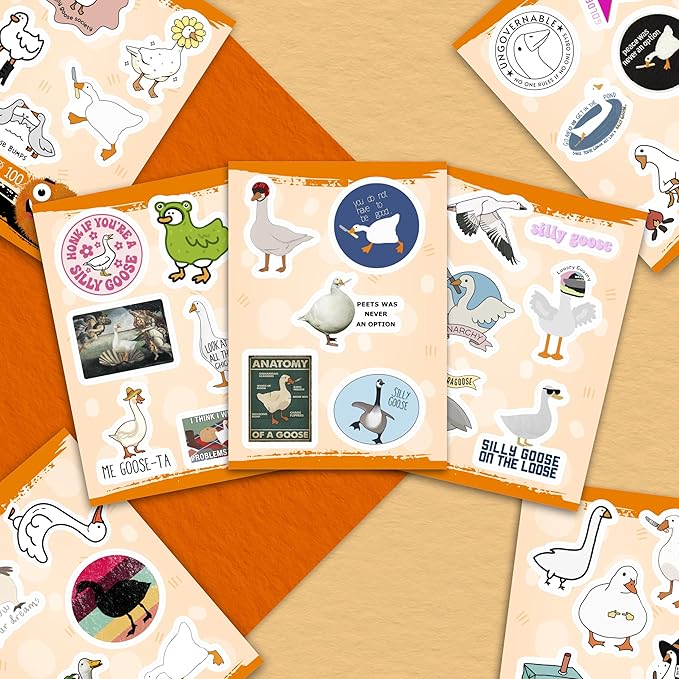 BulbaCraft 100Pcs Silly Goose Stickers for Laptop - Funny Goose Party suppliess & Decorations, Gifts for Women & Men