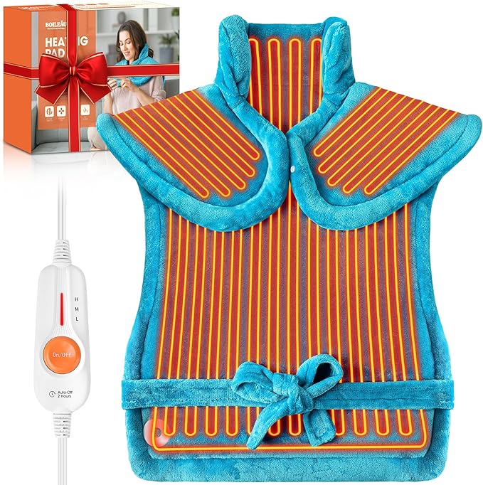 BOILEAU Electric Heating Pad for Neck and Shoulders and Back Pain Relief, Practical Birthday Gifts for Women Men Mom Dad Elderly,24"x33" Large Heating Heat Pad,Self Care Gifts for Him Her Wife Husband