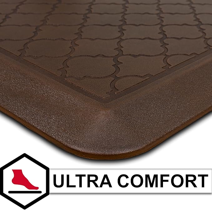 Tempur-Pedic Ultra Comfort Anti-Fatigue Lattice Copper 1' 8" x 3' 6" Kitchen Floor Mat Cushioned Ergonomic Standing Desk Mat Waterproof Non-Skid Foam