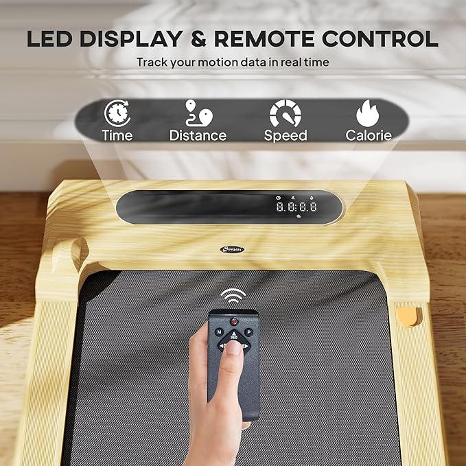 Soozier Walking Pad, 2.5HP Under Desk Treadmill with Remote Control, Transport Wheels and LED Display, Quiet Walking Jogging Machine for Home Gym Office, 264 lbs Capacity, Installation-Free