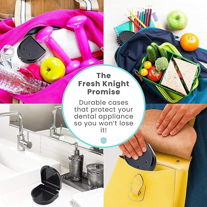 FRESH KNIGHT Retainer Case (2 Pack). Retainer Case with Vent Holes. Perfect for Denture, Mouth Guard, Aligners. (Bright Pink)