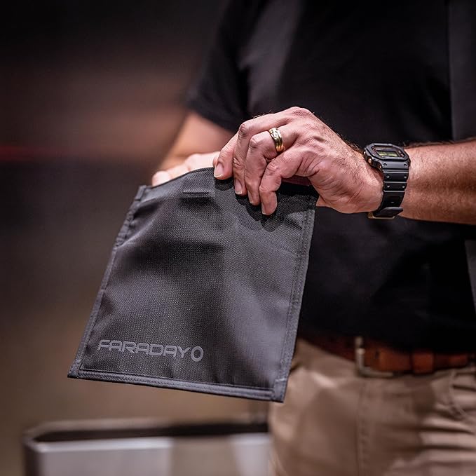 Faraday Defense Faraday Bag Jacket Pro for Phones | Magnetic Closure, Shielding - Law Enforcement & Military, Travel & Data Security, Privacy, Anti-Tracking Anti-Hacking Black (Phone)
