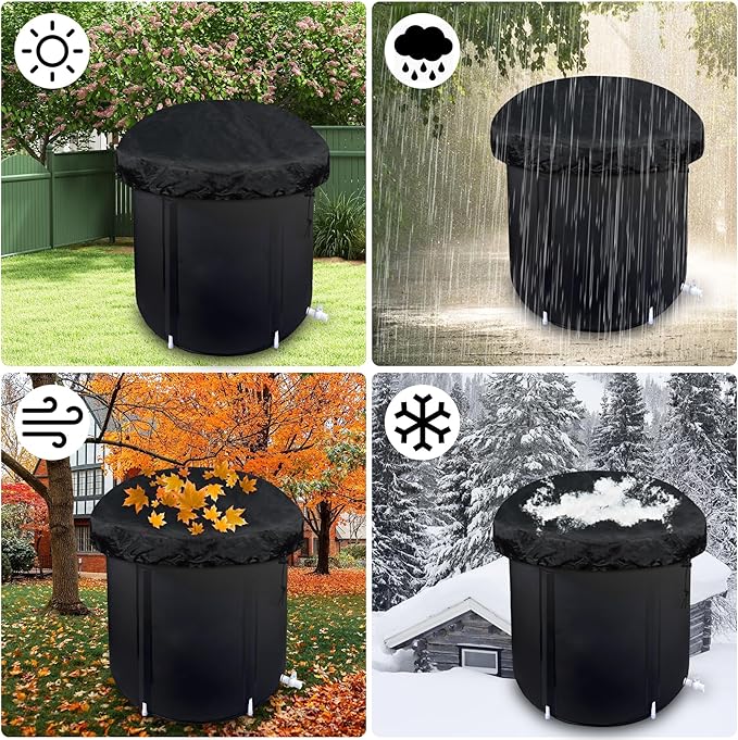 Klmnop Portable Ice Bath Cover, 32 Inch Waterproof Ice Tub Cover with Drawstring for Ice Plunge Tub and Cold Bath Tub(Black)