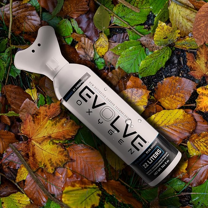 EVOLVE 22-Liter Pure Oxygen Canister with Breathing Cup | Portable Oxygen Can | Ideal for Home Use and Outdoor Activities | Designed by Firefighters | Made in The USA | Pack of 1