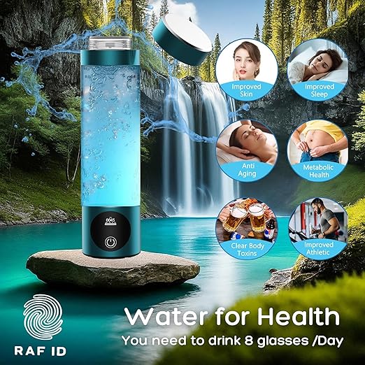 RAFID Hydrogen Water Bottle – Portable Hydrogen Generator, PEM Technology, Rechargeable, Produces Antioxidant-Rich Alkaline Hydrogen Water for Sports, Fitness & Daily Hydration