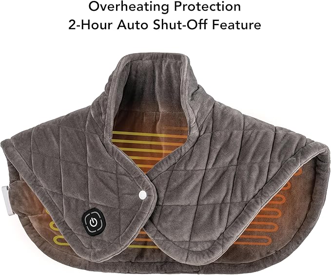 Berkshire Weighted Heating Pad – Faux Suede Fleece Electric Heat Pad for Neck, Shoulder & Back Pain Relief, 4 Heat Settings, Auto Shut-Off, Therapeutic Warmth, Charcoal Grey, 23" x 15.3"
