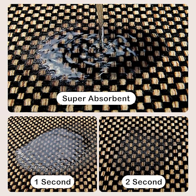 Kitchen Mats 2PCS Cushioned Anti-Fatigue Kitchen Mats for Floor Non Slip Kitchen Rugs Absorbent Memory Foam Comfort Standing Mat for Front of Sink, Office, Laundry(Black, 17.3"x28"+17.3"x47")