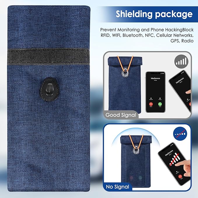 Faraday Bag, RFID Signal Blocking Bag, GPS Car Key Cell Phone Signal FOB Blocker Wallet Shielding Pouch Privacy Protective Case, Car Security Protection, Anti-Theft Pouch, Anti-Tracking Anti-Spying