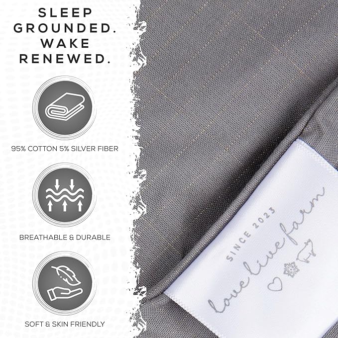 Earthing Grounding Sheets King Size (Grey) - 400 Thread Count Soft Earthing Grounding Sheet w/Cotton, & Silver Fiber- Earthing Sheets Grounding with Reinforced Grounding Cord for Conductivity