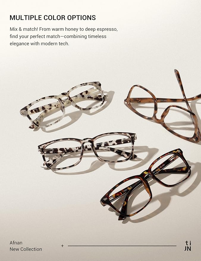 TIJN Blue Light Blocking Glasses for Women Men Clear Frame Square Nerd Eyeglasses Anti Blue Ray Computer Screen Glasses