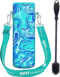 FIT Strong & Healthy 32 oz Glass Water Bottle with Straw Lid - Wide Mouth Borosilicate Glass Water Bottles with Time Marker, Silicone Sleeve & Extra Lid - 1L Large Motivational Drinking Bottle