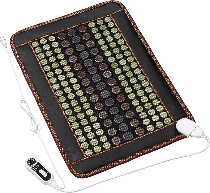 Far Infrared Heating Pad, Natural Jade and 2 Different Tourmaline Heating Pad, Electric Heating Pads for Back Neck Shoulders and Abdomen, Auto Shut Off Function (30.7" X 20.8")