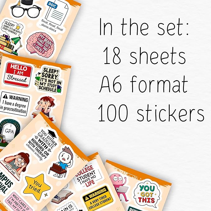 100Pcs College Stickers for Water Bottles, for Laptop, for Planners - Party Supplies for College - Gift for Women & Men