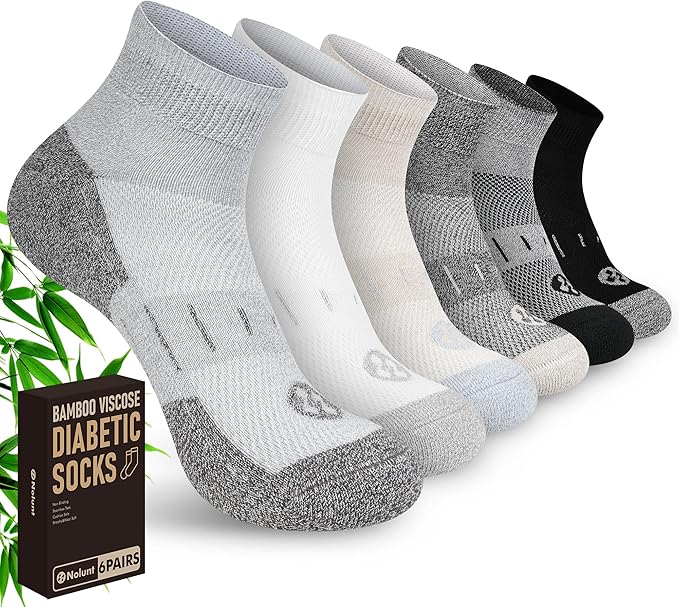 Diabetic Socks for Men,6 Pairs Ankle Mens Diabetic Socks,Diabetic Neuropathy Socks for Men Size 9-11/10-13/13-15.