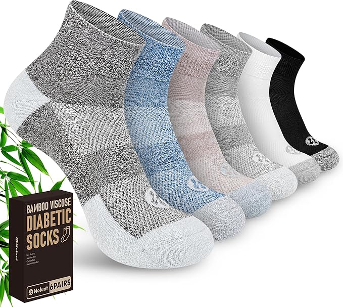 Diabetic Socks for Men,6 Pairs Ankle Mens Diabetic Socks,Diabetic Neuropathy Socks for Men Size 9-11/10-13/13-15.
