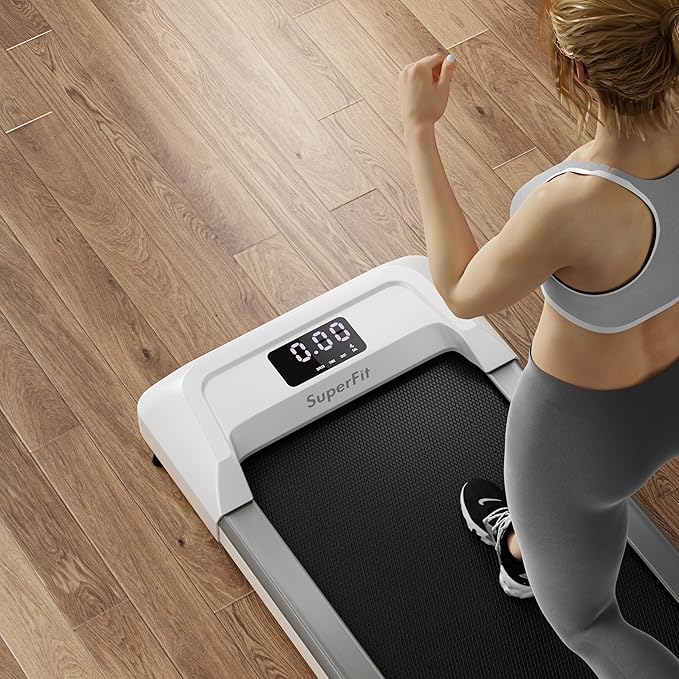 GYMAX Walking Pad, 2.25HP Under Desk Treadmill with LED Display, Remote Control & 7-Layer Belt, Compact Portable Jogging Running Machine for Home Office Small Space