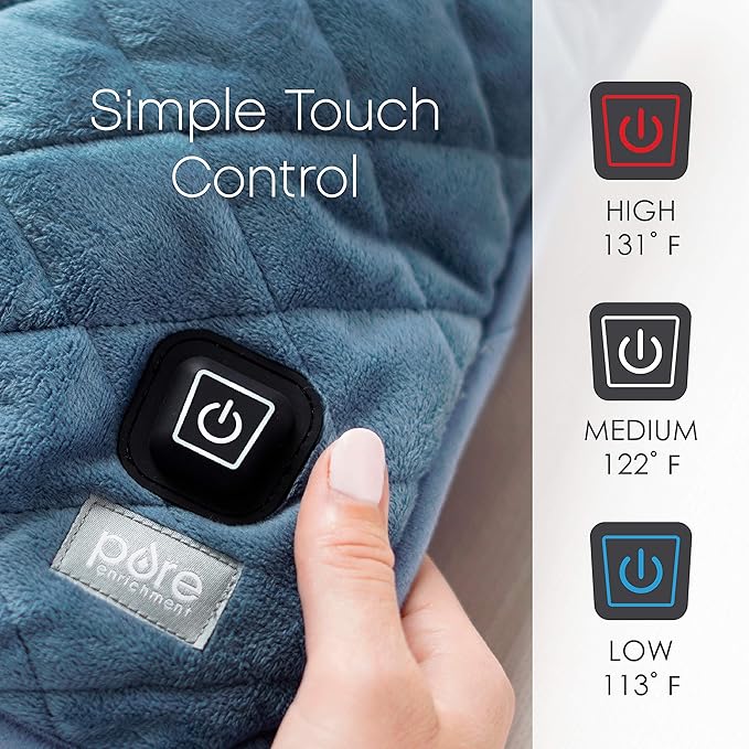 Pure Enrichment WeightedWarmth - 2-in-1 Weighted Lap Pad with Warmer (20” x 12”) 2 lbs, 3 Warmth Settings, BPA-Free, Non-Toxic Beads, & Soft Micromink — Ideal for Kids, Travel & Back Pain, or Cramps