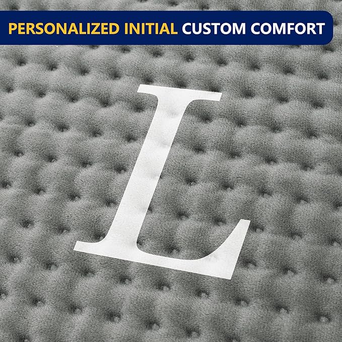 Heating Pad for Back & Period Cramps, 12"x24" Large Electric Heat Pads for Neck/Shoulder Muscle Pain Relief, Personalized Initial Dry/Moist Heated Blanket Machine Washable, Birthday Gift