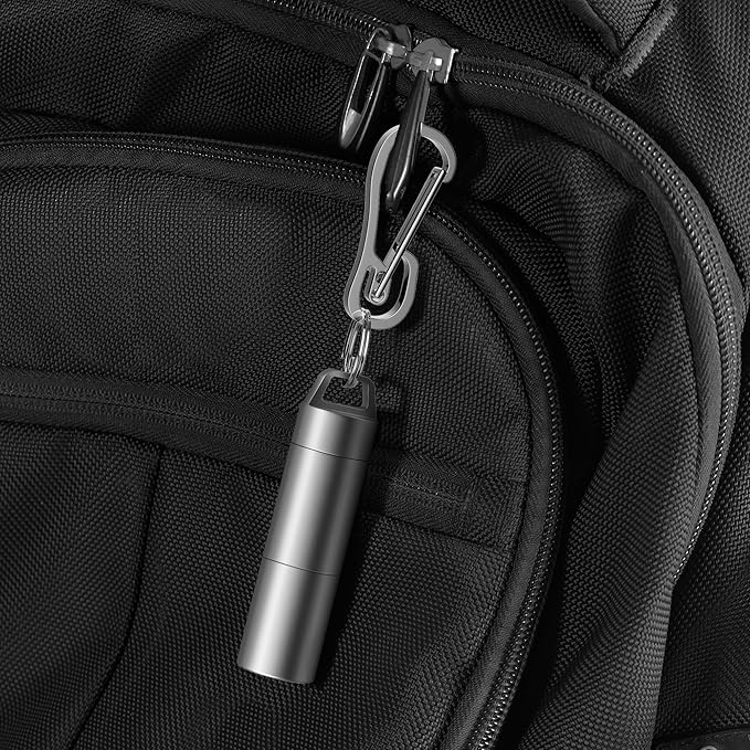Small Pill Case (2 Compartments Design), Portable Metal Pill Holder Keychain, Waterproof Pill Box Container Mini Stainless Steel Pill Organizer for Travel Purse Pocket