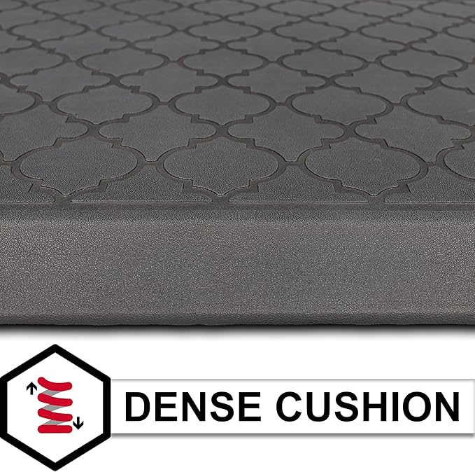 Tempur-Pedic Ultra Comfort Anti-Fatigue Lattice Pewter 1' 8" x 3' 6" Kitchen Floor Mat Cushioned Ergonomic Standing Desk Mat Waterproof Non-Skid Foam