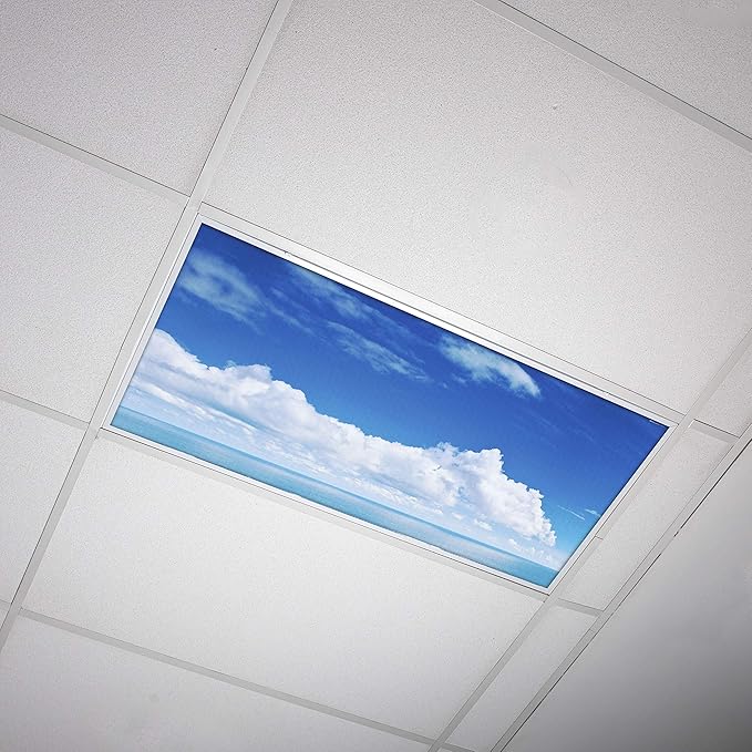 OCTO LIGHTS Fluorescent Light Covers Cloud Sky Panel for Ceiling Lights, Light Covers for Ceiling Lights Classroom 2x4 (22.38"x46.5") Backlit Film Insert for Fluorescent Light Fixtures (Pack of 1)