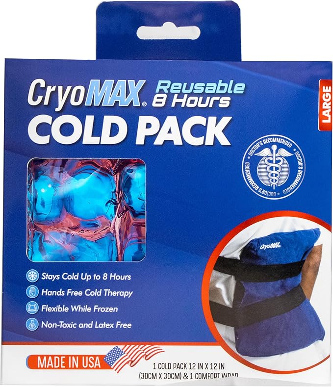CryoMAX Cold Pack,Reusable,Latex Free,8 Hour Cold Therapy,Large,12" x 12",(Pack of 12)