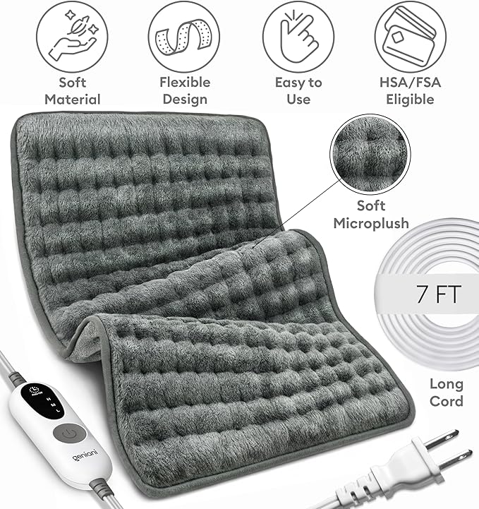 GENIANI Electric Heating Pad for Back Pain & Cramps Relief, Electric Throw, Auto Shut Off, Machine Washable, Moist Heat Pad for Neck & Shoulder - Mother’s Day Gifts, Extra Large 24x12