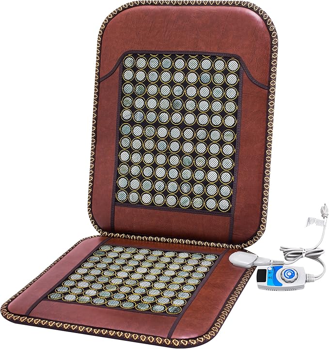 H&B Luxuries Far Infrared Heated Seat Cushion for Office Chair, Large Heating Area Heated Seat Cover Therapy Heating Pad for Back, Lumbar, Hip, Auto Shut Off, Adjustable Temperature