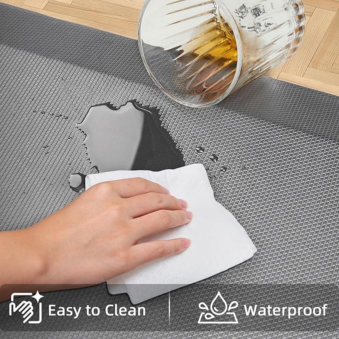 2 PCS Anti Fatigue Kitchen Mats for Floor, Grey 9/10 Extra Thick Cushioned Standing Desk Mat, Comfort Memory Foam Ergonomic Rugs and Mats Non-Slip Waterproof for Office, Kitchen, 20"x32"+20"x32"