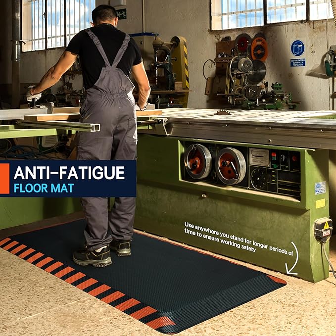 FEATOL Anti Fatigue Mat Industrial, Ergonomic Standing Floor Mat for Work for Stand -Safety Support for Leg & Back Pain(Orange Border, 20" x 39", 1PC)