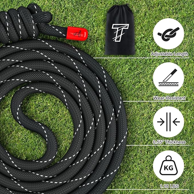 Flow Rope Exercise Jump Rope For Fitness, Working Out, Flow with 9 Ft Adjustable Double Woven Workout Rope For Men, Women, Beginners' Training – Indoor & Outdoor Cardio