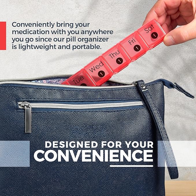 Extra Large Monthly Pill Organizer - 7-Day Color Once-A-Day Pill Dispenser w/ 4 Weekly Pill Containers for 28 Days - BPA-Free Dust-Proof Case XL Medicine Organizer Box for Pills, Tablets, Supplements
